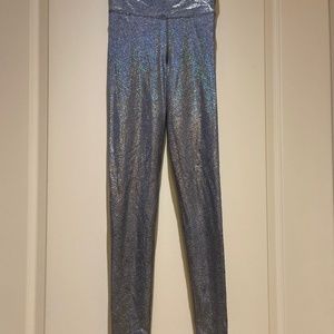 Beach Riot high waisted silver iridescent leggings